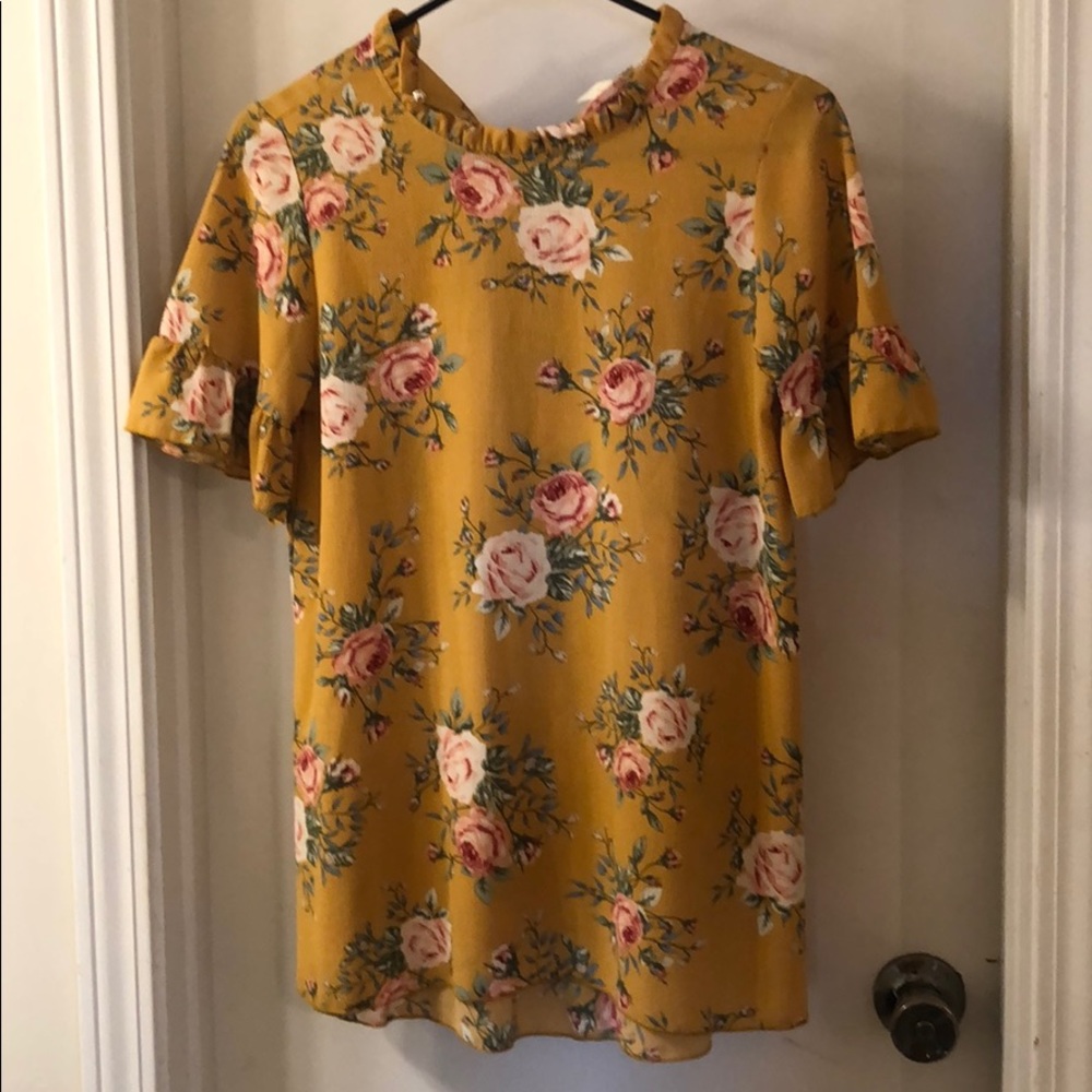 Pretty mustard yellow floral print top